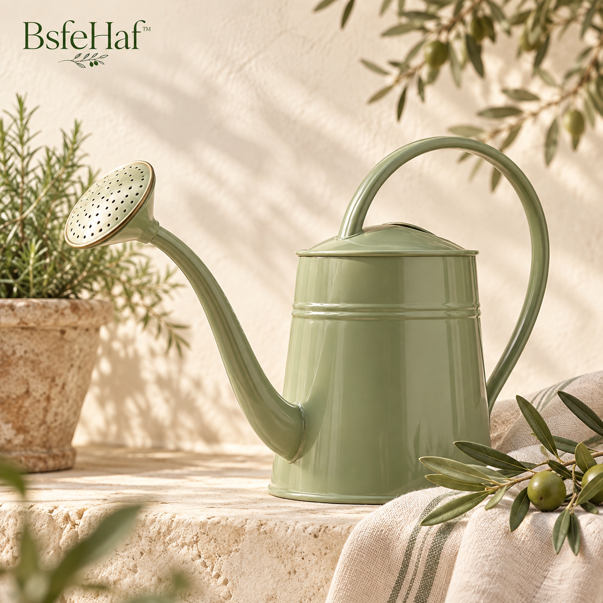 BsfeHaf™ Sage Green Long-Spout Watering Can