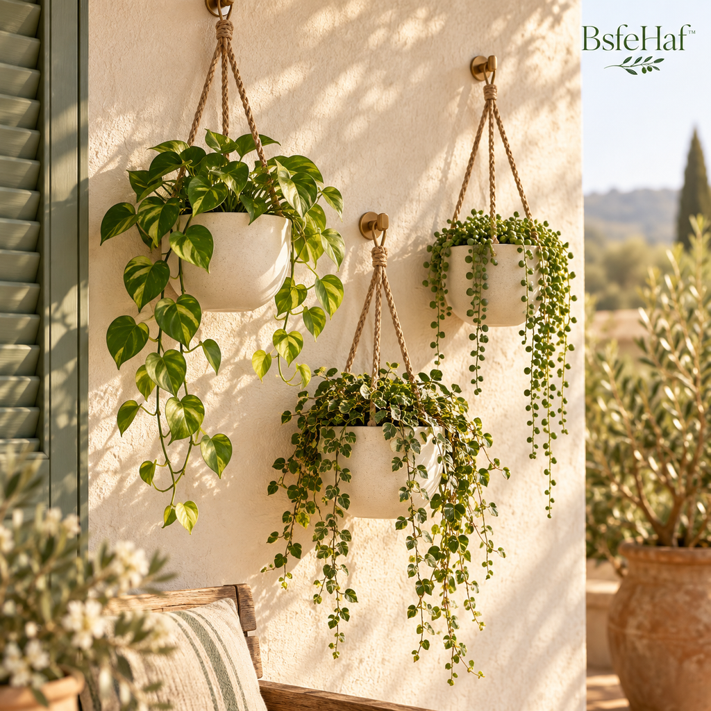 BsfeHaf™ Natural Rope Hanging Planter Set