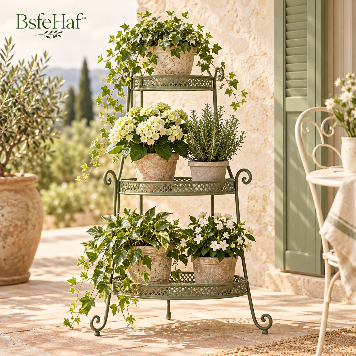 BsfeHaf™ Three-Tier French Garden Plant Stand