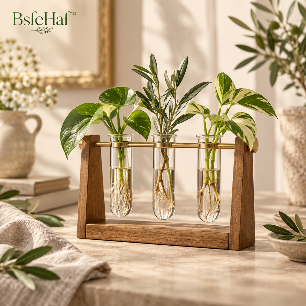 BsfeHaf™ Wood & Glass Plant Propagation Station