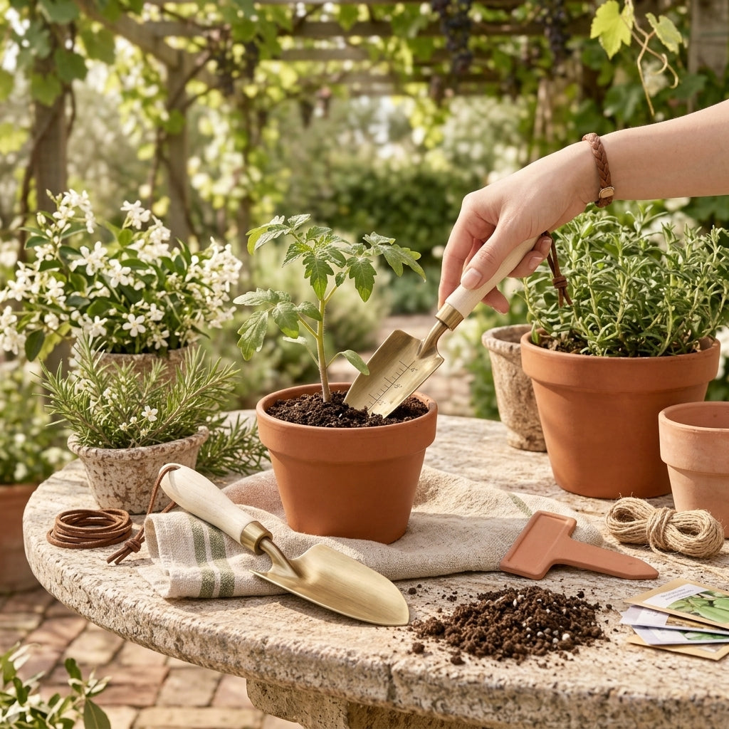 BsfeHaf™ Atelier Brass Trowel & Transplanter Set